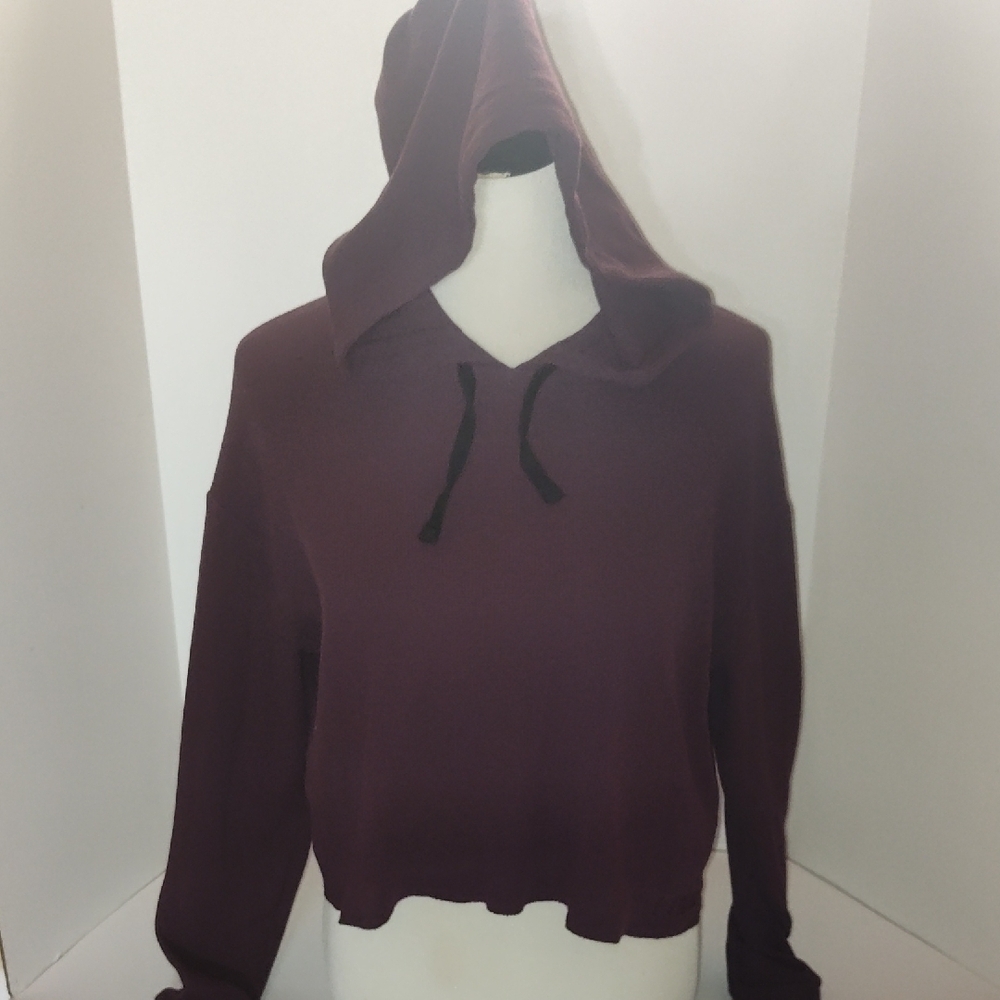 Victorias Secret PINK Plain Ribbed Cropped Lightweight Hoodie Size Xs